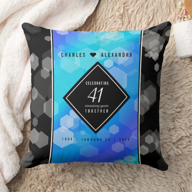 Elegant 41st Blue Topaz Wedding Anniversary Cushion (Blanket)