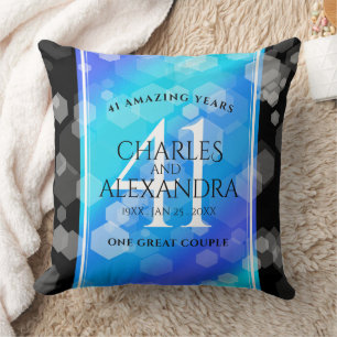 Elegant 41st Blue Topaz Wedding Anniversary Cushion