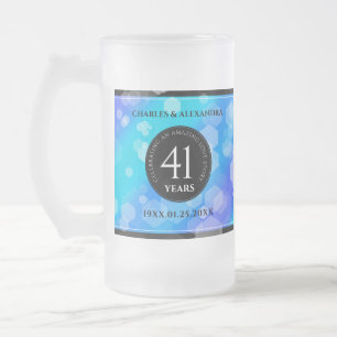 Elegant 41st Blue Topaz Wedding Anniversary Frosted Glass Beer Mug