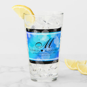 Elegant 41st Blue Topaz Wedding Anniversary Glass