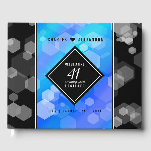 Elegant 41st Blue Topaz Wedding Anniversary Guest Book