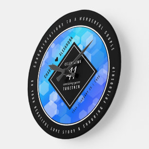 Elegant 41st Blue Topaz Wedding Anniversary Large Clock