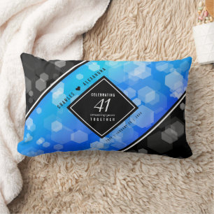 Elegant 41st Blue Topaz Wedding Anniversary Lumbar Cushion