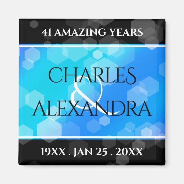 Elegant 41st Blue Topaz Wedding Anniversary Magnet (Front)