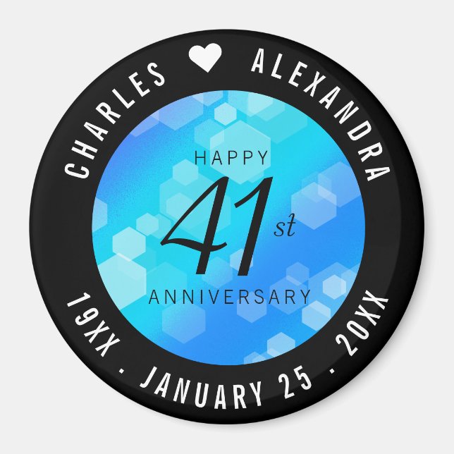 Elegant 41st Blue Topaz Wedding Anniversary Magnet (Front)