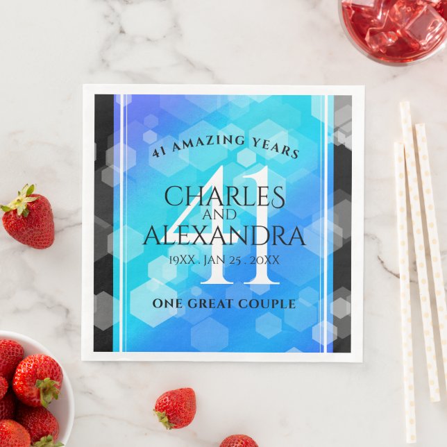 Elegant 41st Blue Topaz Wedding Anniversary Napkin (Insitu)
