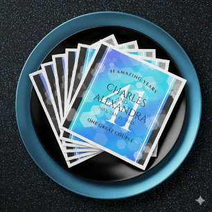 Elegant 41st Blue Topaz Wedding Anniversary Napkin