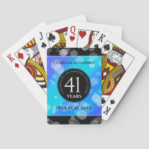 Elegant 41st Blue Topaz Wedding Anniversary Playing Cards