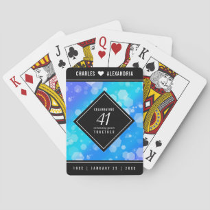 Elegant 41st Blue Topaz Wedding Anniversary Playing Cards