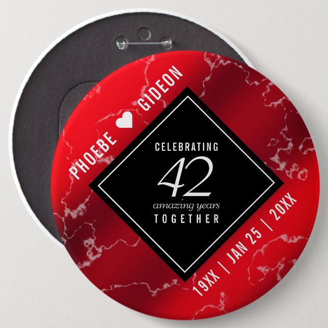 Elegant 42nd Jasper Wedding Anniversary 6 Cm Round Badge (Front & Back)