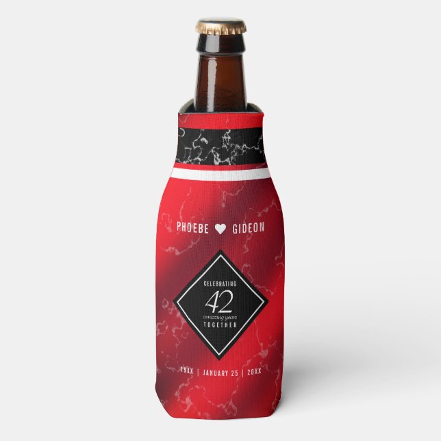 Elegant 42nd Jasper Wedding Anniversary Bottle Cooler (Bottle Front)