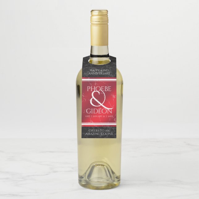Elegant 42nd Jasper Wedding Anniversary Bottle Tag (On Bottle)