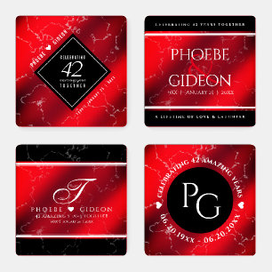 Elegant 42nd Jasper Wedding Anniversary Coaster Set