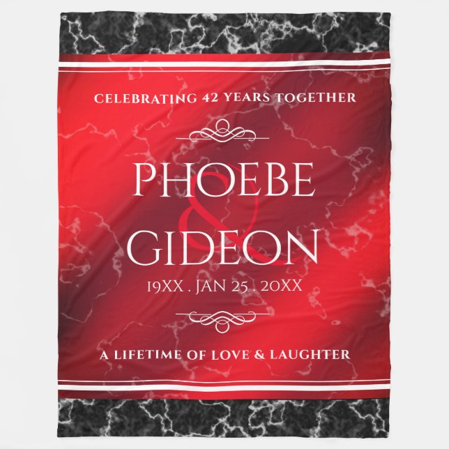 Elegant 42nd Jasper Wedding Anniversary Fleece Blanket (Front)