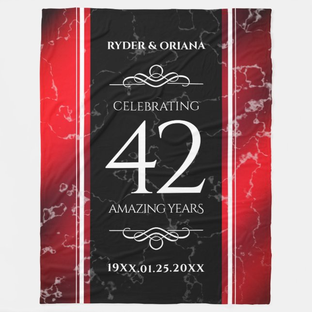 Elegant 42nd Jasper Wedding Anniversary Fleece Blanket (Front)
