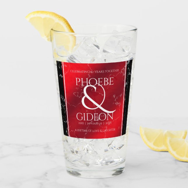 Elegant 42nd Jasper Wedding Anniversary Glass (Front Ice)
