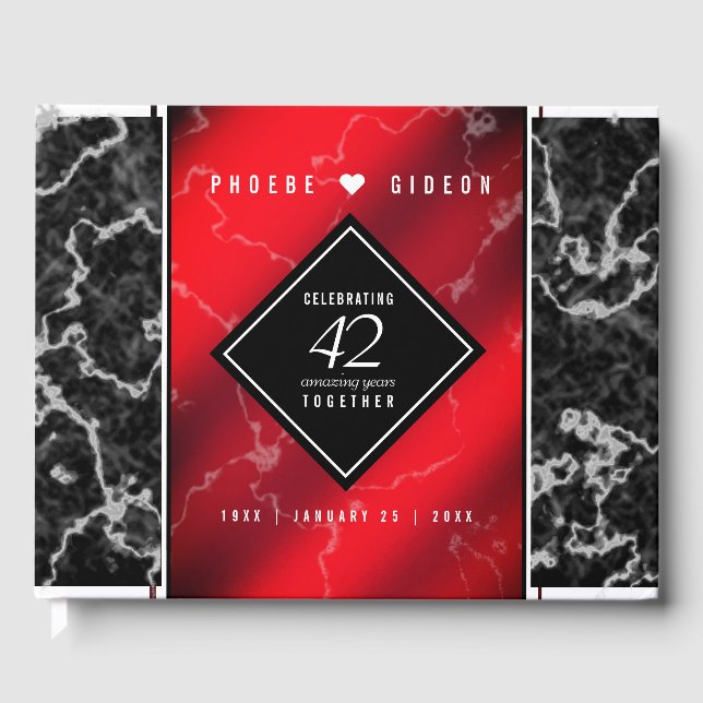 Elegant 42nd Jasper Wedding Anniversary Guest Book (Front)
