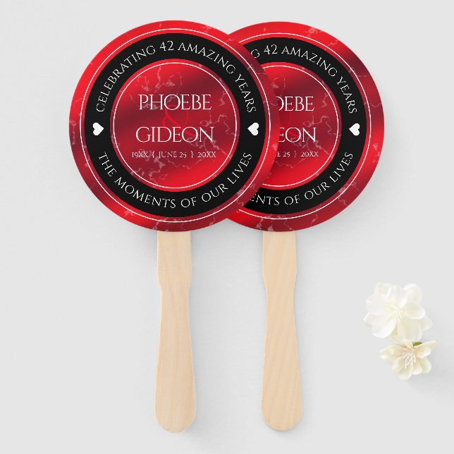 Elegant 42nd Jasper Wedding Anniversary Hand Fan (Front and Back)