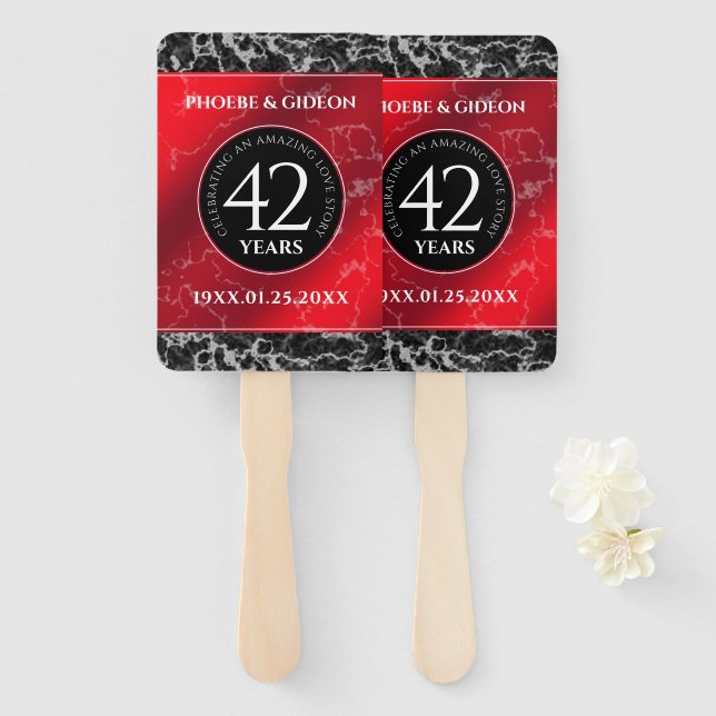 Elegant 42nd Jasper Wedding Anniversary Hand Fan (Front and Back)