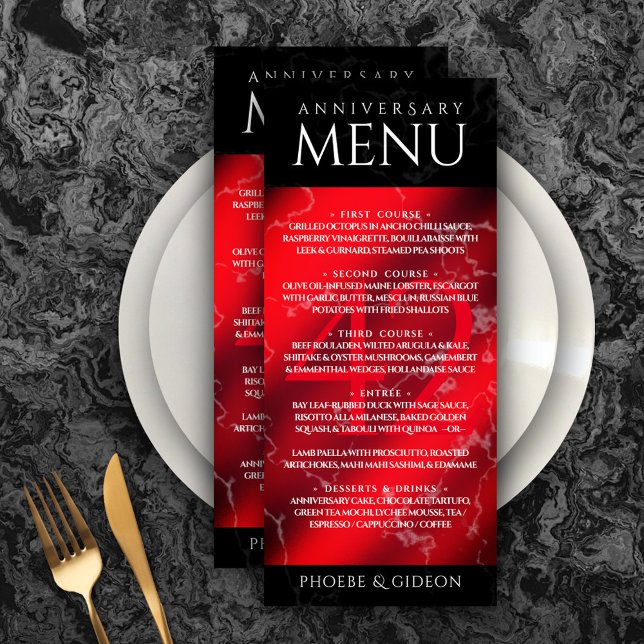 Elegant 42nd Jasper Wedding Anniversary Menu (Elegant 42nd Jasper Wedding Anniversary Menu Rack Card Cover Photo.)