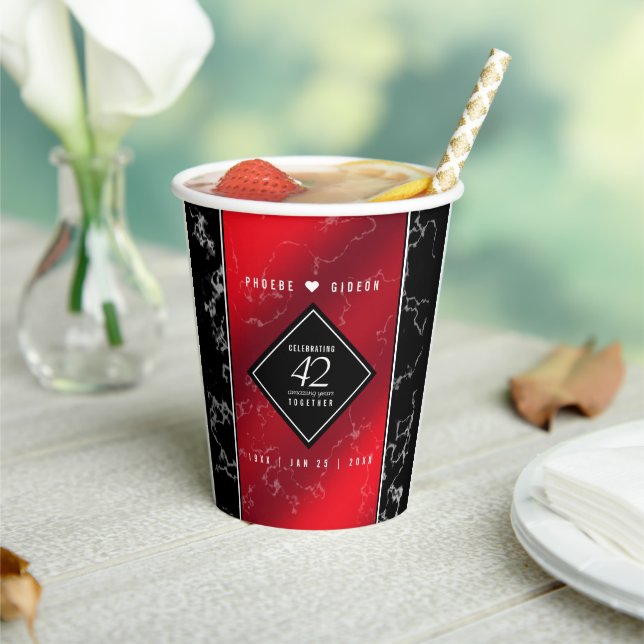 Elegant 42nd Jasper Wedding Anniversary Paper Cups (Insitu)