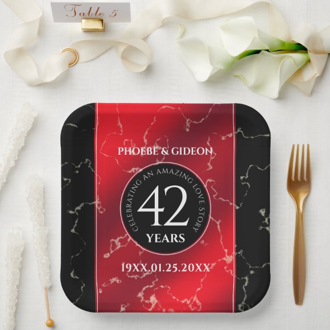 Elegant 42nd Jasper Wedding Anniversary Paper Plate (Wedding)