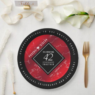 Elegant 42nd Jasper Wedding Anniversary Paper Plate