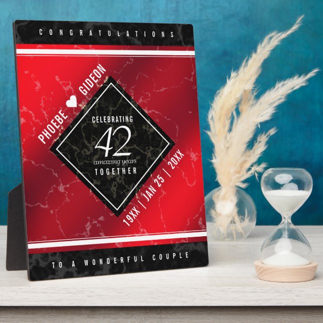 Elegant 42nd Jasper Wedding Anniversary Plaque (Side)