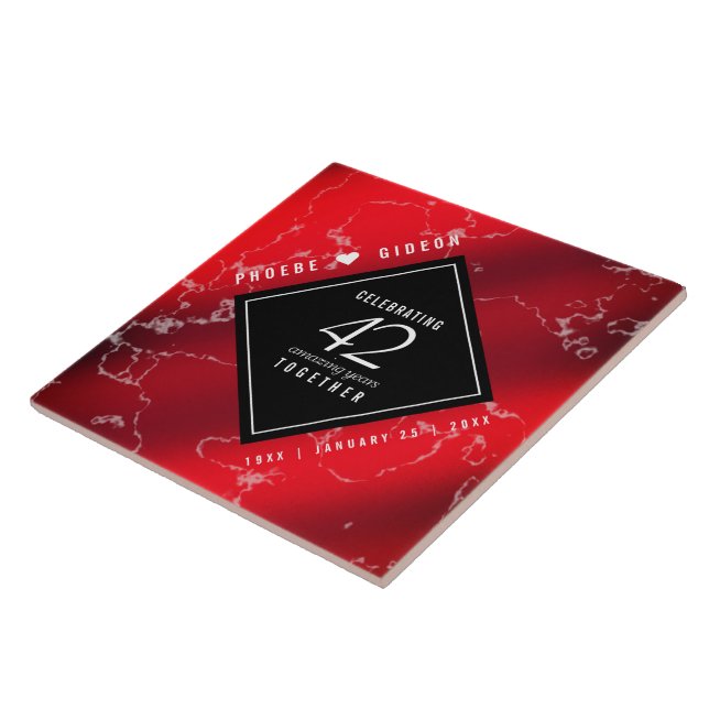Elegant 42nd Jasper Wedding Anniversary Tile (Side)