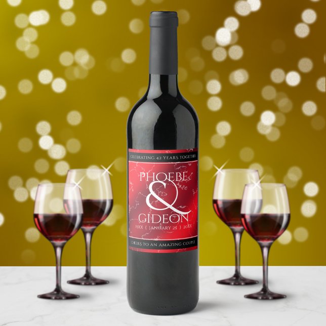 Elegant 42nd Jasper Wedding Anniversary Wine Label (Creator Uploaded)
