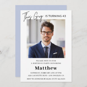 Elegant 43rd birthday invitations Men Photo