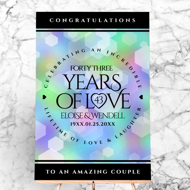 Elegant 43rd Opal Wedding Anniversary Celebration Acrylic Sign (Elegant 43rd Opal Wedding Anniversary Acrylic Sign Cover Photo)