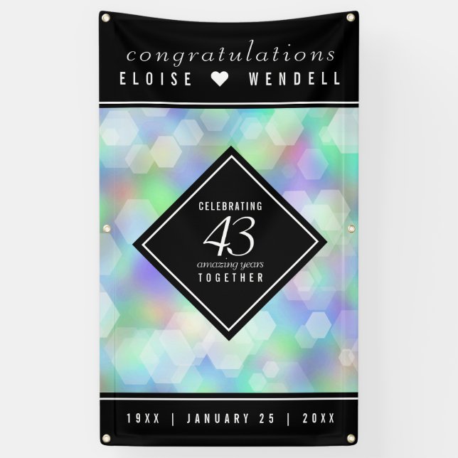Elegant 43rd Opal Wedding Anniversary Celebration Banner (Vertical)