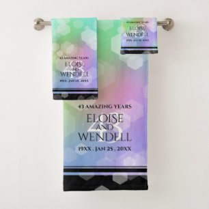 Elegant 43rd Opal Wedding Anniversary Celebration Bath Towel Set