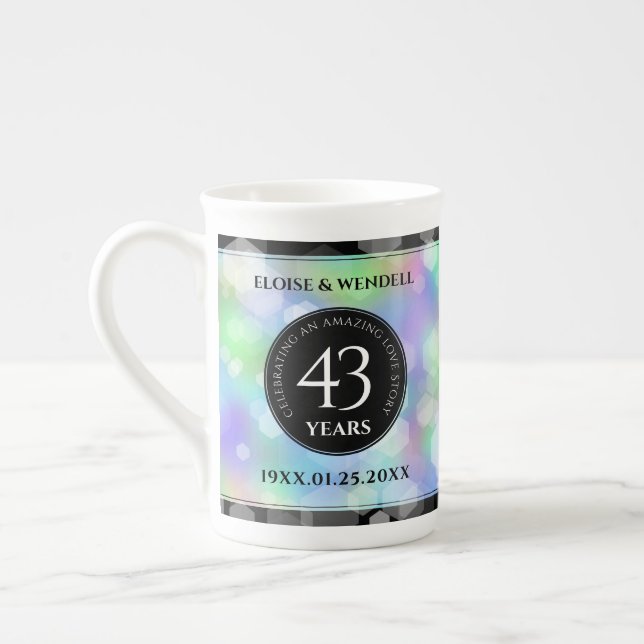 Elegant 43rd Opal Wedding Anniversary Celebration Bone China Mug (Left)