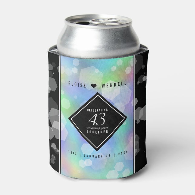 Elegant 43rd Opal Wedding Anniversary Celebration Can Cooler (Can Front)
