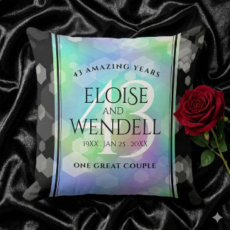 Elegant 43rd Opal Wedding Anniversary Celebration Cushion