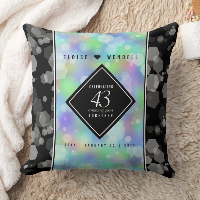 Elegant 43rd Opal Wedding Anniversary Celebration Cushion (Blanket)