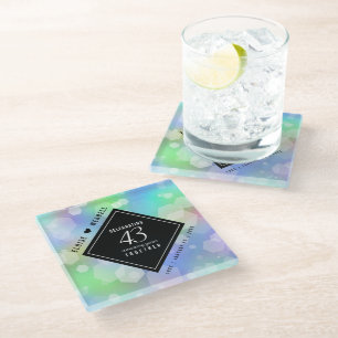 Elegant 43rd Opal Wedding Anniversary Celebration Glass Coaster