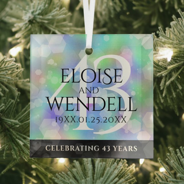 Elegant 43rd Opal Wedding Anniversary Celebration Glass Tree Decoration (Insitu)