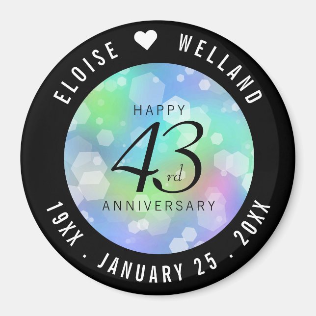 Elegant 43rd Opal Wedding Anniversary Celebration Magnet (Front)