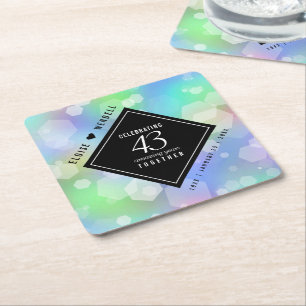 Elegant 43rd Opal Wedding Anniversary Celebration Square Paper Coaster