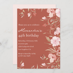 Elegant 44th birthday invitations Floral Chic 