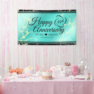 Elegant 44th Turquoise Wedding Anniversary Banner