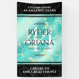 Elegant 44th Turquoise Wedding Anniversary Banner