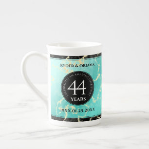 Elegant 44th Turquoise Wedding Anniversary Bone China Mug