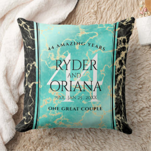 Elegant 44th Turquoise Wedding Anniversary Cushion