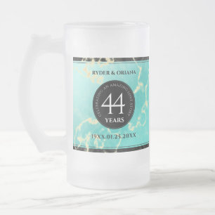 Elegant 44th Turquoise Wedding Anniversary Frosted Glass Beer Mug