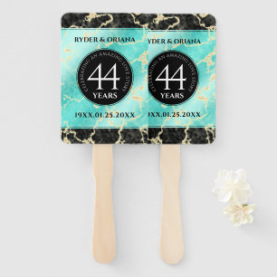 Elegant 44th Turquoise Wedding Anniversary Hand Fan