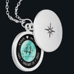 Elegant 44th Turquoise Wedding Anniversary Locket Necklace<br><div class="desc">Celebrate the 44th turquoise wedding anniversary in style with this commemorative locket! Elegant black and white lettering on a yellow marble and greenish blue background add a memorable touch for this special occasion and extraordinary milestone. Customise with the happy couple's names, and add a date for their turquoise anniversary. Design...</div>